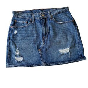 Levi Red Tab Distressed Denim Skirt